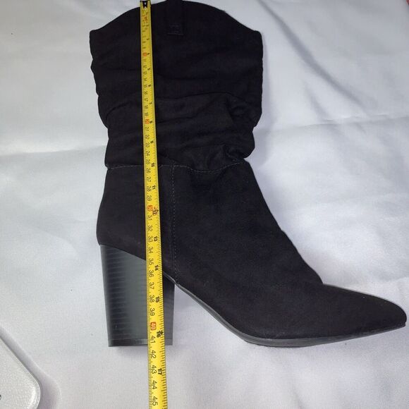 Women's Sock Fashion Boots Kohl's SO size 9 Mid Calf , Black Suade Block Heel - Picture 15 of 15